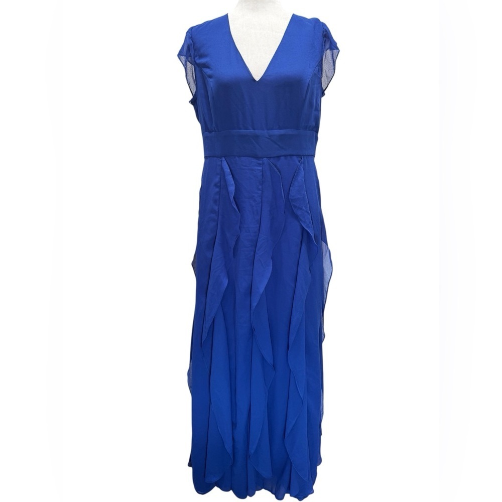 Electric Royal Blue Full Length Chiffon Layered Ruffle Maxi Dress by Lace & Mesh